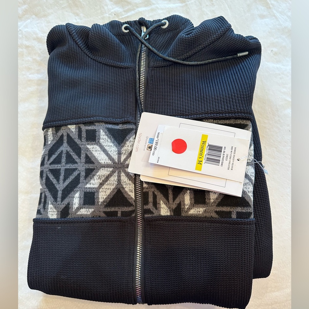 NEW Tags -Spyder hooded sweater fleece lined
